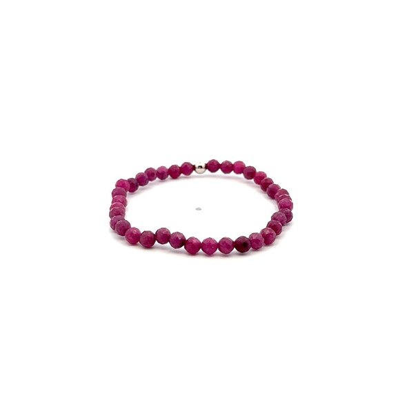Natural Ruby Gemstone Mini 3mm 18K White Gold Charm Bead July Birthstone - Picture 4 of 5